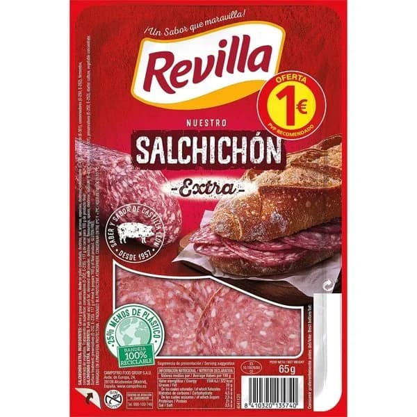 Salchichón Extra Loncha 70G - 0.07 kg - Imagen del producto en Findit