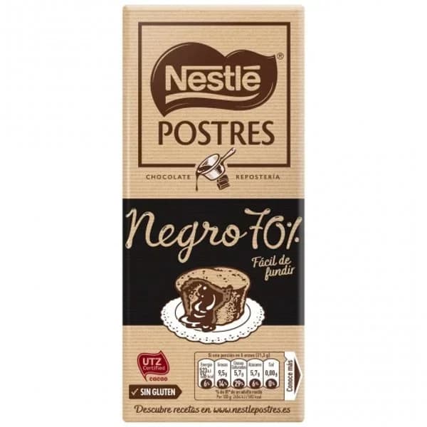Chocolate negro 70% especial postres Nestlé sin gluten 170 g. - 0.17 kg - Imagen del producto en Findit