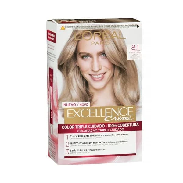 Tinte permanente tono 8.1 rubio claro ceniza Excellence Creme L'Oréal Paris 1 ud. - 1 ud - Imagen del producto en Findit