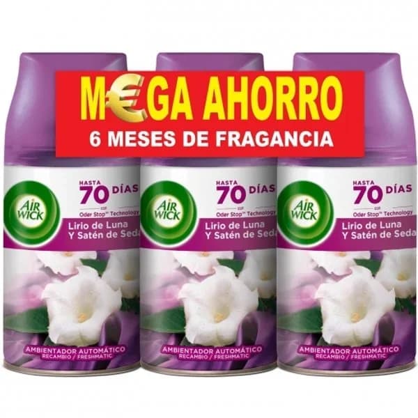 Ambientador automático freshmatic lirio de luna y satén de seda recambio Air Wick 3 ud. - 3 ud - Imagen del producto en Findit