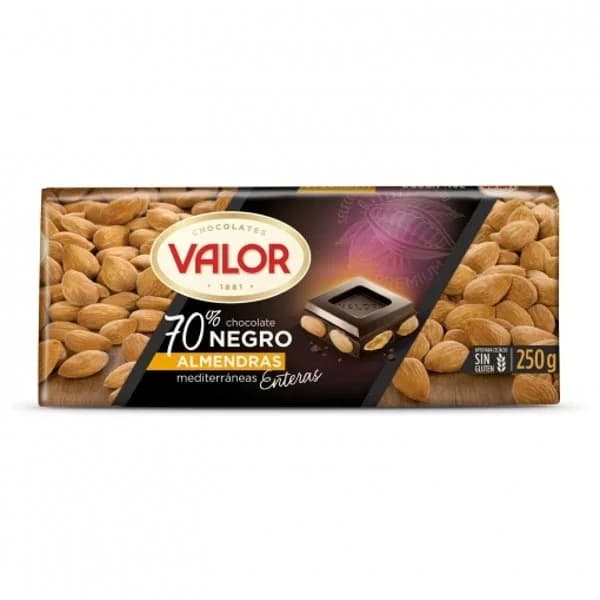 Chocolate Negro 70% con Almendras Tableta 250G - 0.25 kg - Imagen del producto en Findit