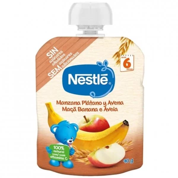 Bolsita de manzana, plátano y avena desde 6 meses Nestlé sin azúcar añadido 90 g. - 0.09 kg - Imagen del producto en Findit