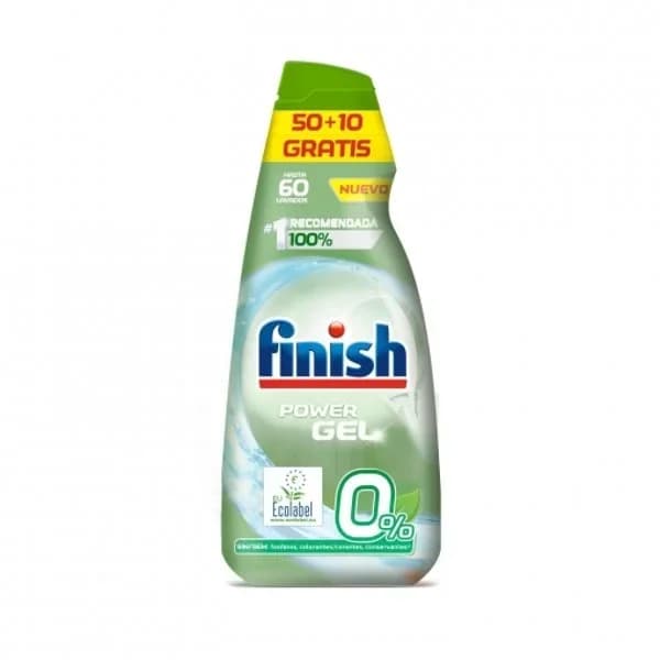 Lavavajillas gel eco 0% FINISH, botella 50+10 dosis - 50.96 ud - Imagen del producto en Findit