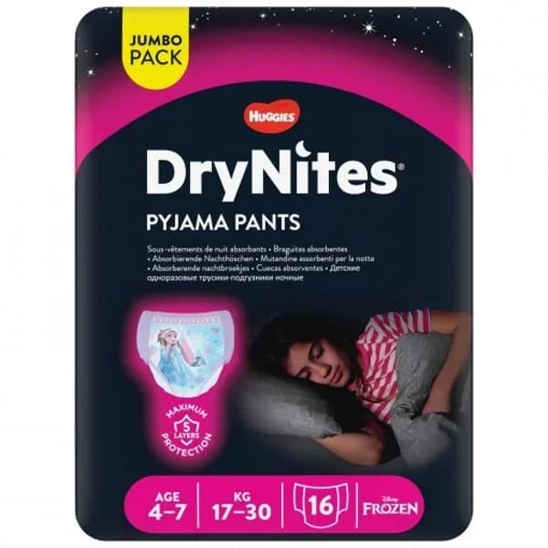 Pants noche niña 4-7 años 17-30 kg DRYNITES, paquete 16 uds - 16 ud - Imagen del producto en Findit