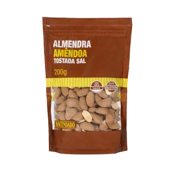 Almendra tostada y salada Hacendado con piel - 0.2 kg - Imagen del producto en Findit