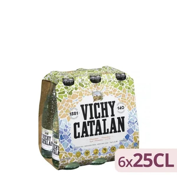 Agua mineral con gas pequeña Vichy Catalan - 1.8 l - Imagen del producto en Findit
