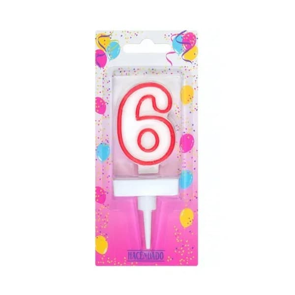 Vela de cumpleaños 6 Hacendado - 1 ud - Imagen del producto en Findit