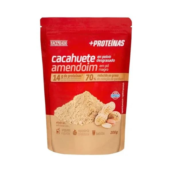 Cacahuete +Proteínas en polvo desgrasado Hacendado 14 g proteínas 70% reducido en grasa - 0.2 kg - Imagen del producto en Findit