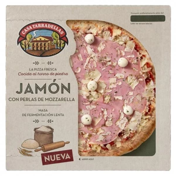 Pizza de jamón, mozzarela lenta fermentación TARRADELLAS, 400 g - 0.4 kg - Imagen del producto en Findit