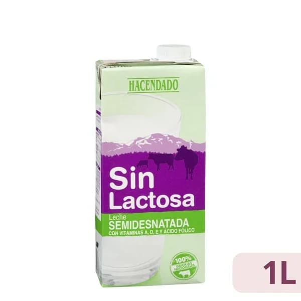 Leche semidesnatada sin lactosa Hacendado - 1 l - Imagen del producto en Findit