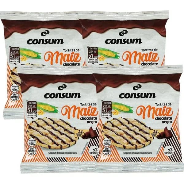 Tortitas de Maíz con Chocolate Negro - 0.1 kg - Imagen del producto en Findit