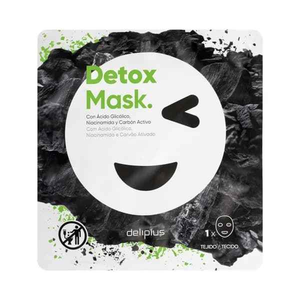 Mascarilla facial Detox Mask Deliplus con ácido glicólico  niacinamida y carbón activo - 1 ud - Imagen del producto en Findit