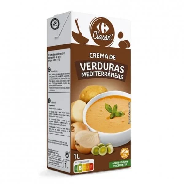 Crema de verduras mediterránea Classic Carrefour sin gluten 1 l. - 1 l - Imagen del producto en Findit