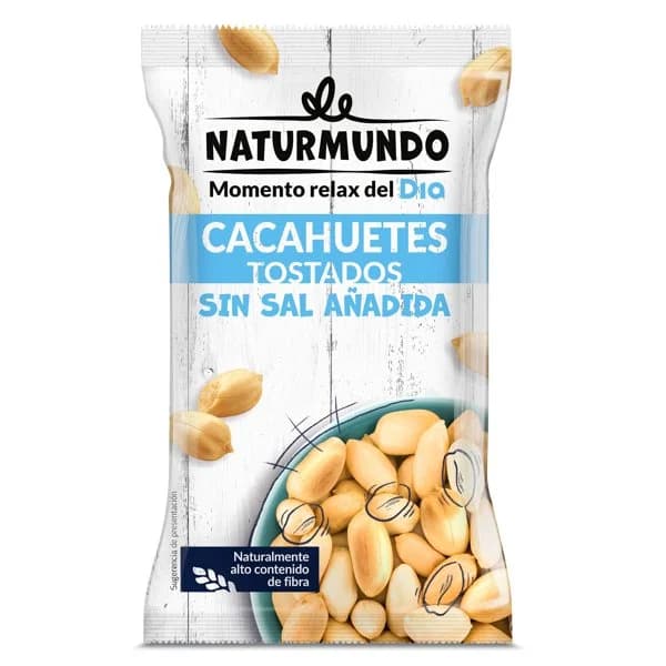 Cacahuetes tostados sin sal añadida Naturmundo de Dia bolsa 200 g - 0.2 kg - Imagen del producto en Findit