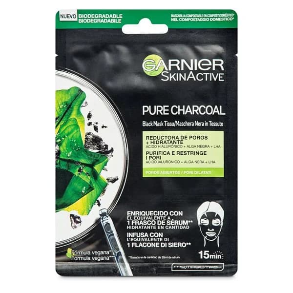 Skinsactive mascarilla black tissue efecto detox Garnier sobre 1 unidad - 1 ud - Imagen del producto en Findit