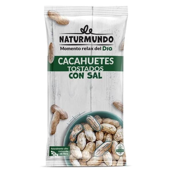 Cacahuetes con cáscara salados Naturmundo de Dia bolsa 250 g - 0.25 kg - Imagen del producto en Findit