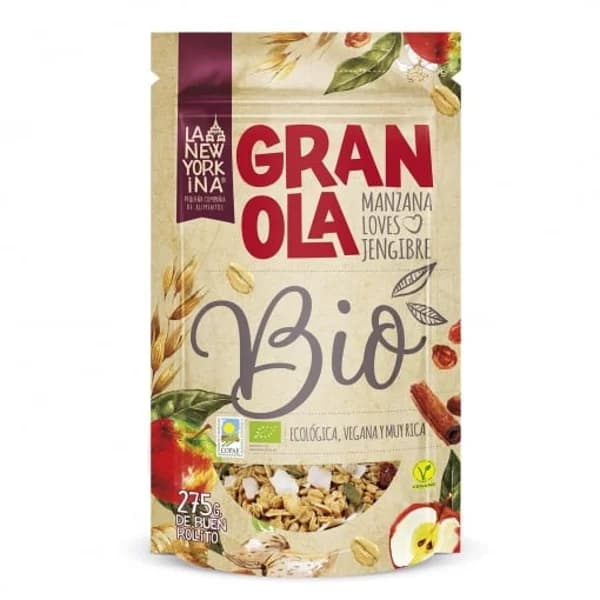 Cereales granola con manzana, jengibre y canela ecológicos La Newyorkina 275 g. - 0.28 kg - Imagen del producto en Findit