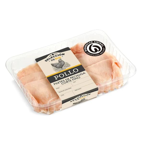 Filetes de pechuga de pollo corte fino Selección de Dia bandeja 450 g aprox. - 0.65 kg - Imagen del producto en Findit