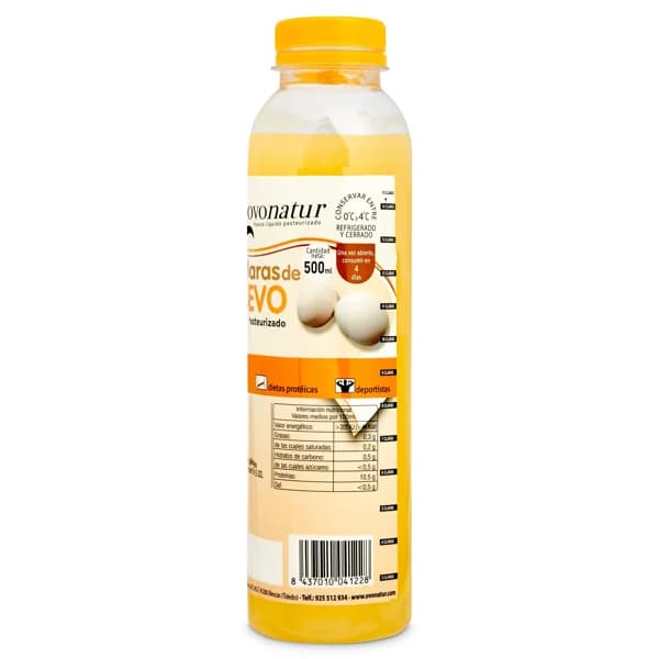 Claras de huevo pasteurizadas Ovonatur botella 500 ml - 0.5 l - Imagen del producto en Findit